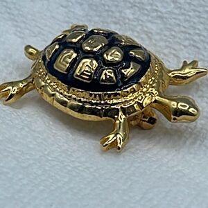 Vintage turtle brooch gold and enamel brooch